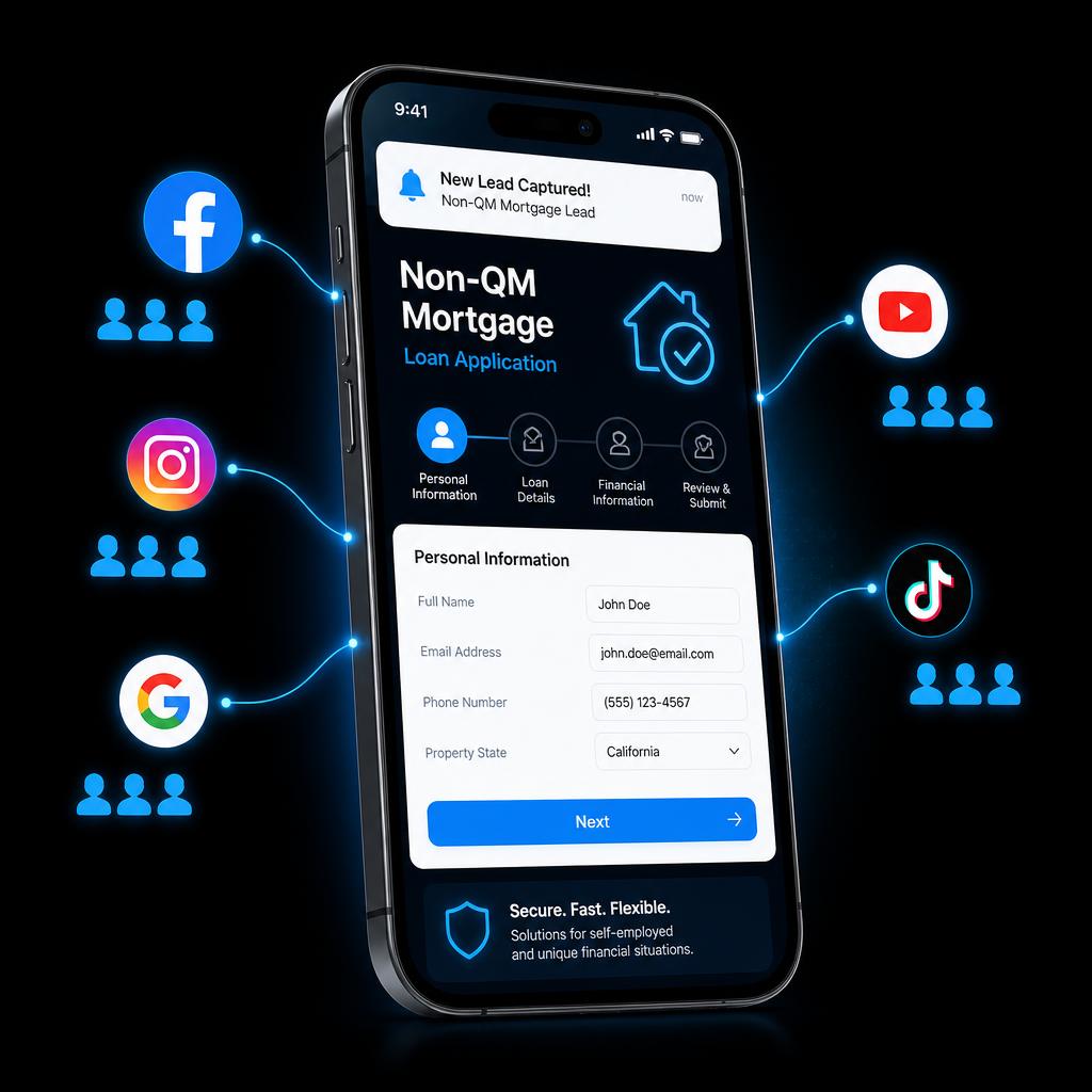 Non-QM mortgage lead capture dashboard